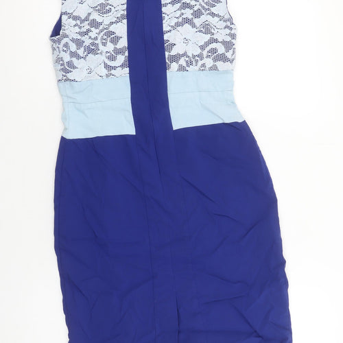 Vesper Women's Blue Lace Panel Bodycon Dress Size 12