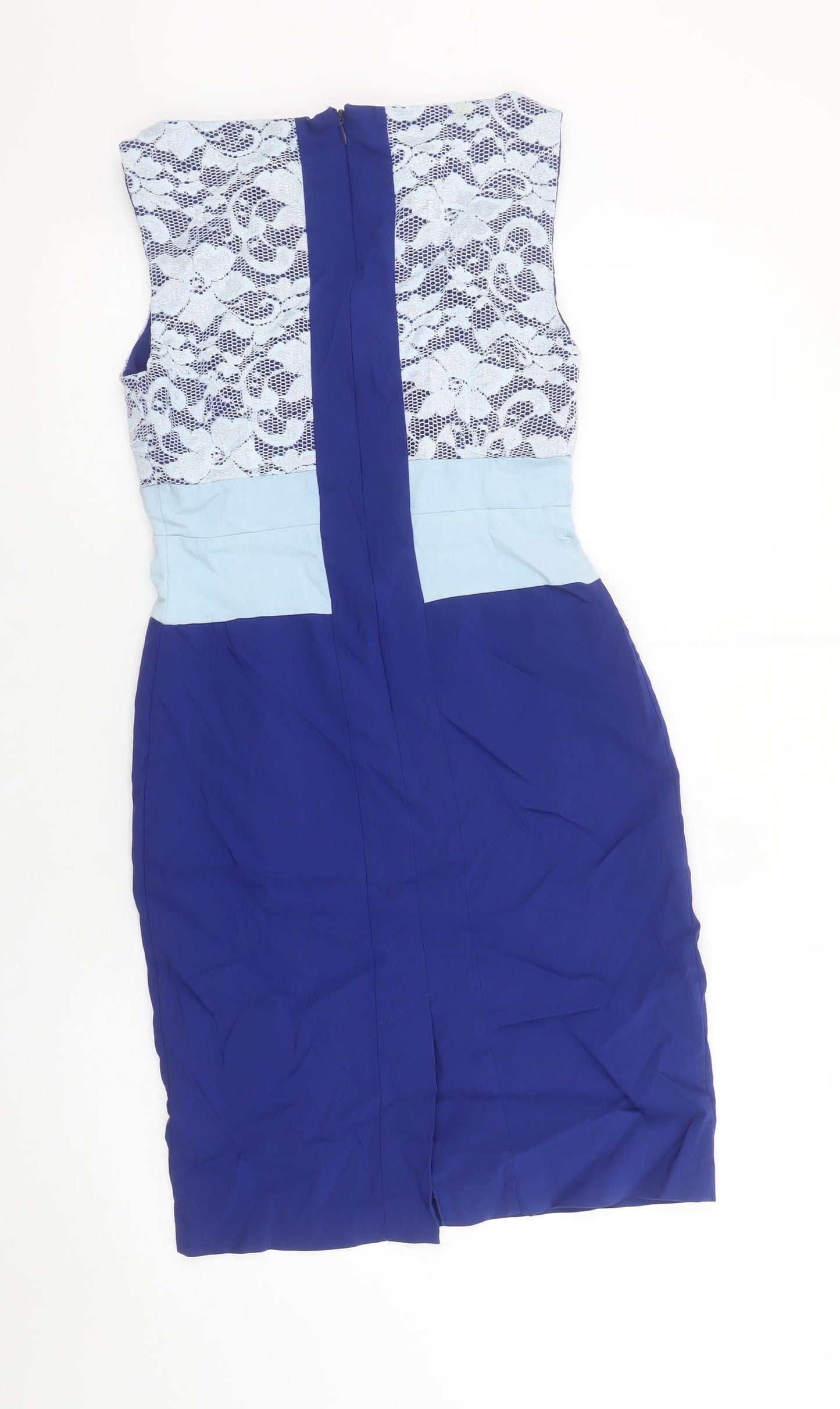 Vesper Women's Blue Lace Panel Bodycon Dress Size 12