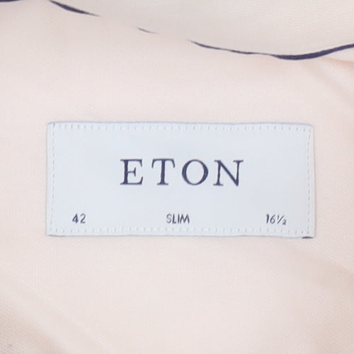 Eton Men's Pink Slim Fit 16.5in (42) Long Sleeve Cotton Shirt