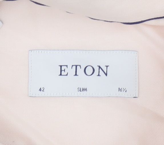 Eton Men's Pink Slim Fit 16.5in (42) Long Sleeve Cotton Shirt