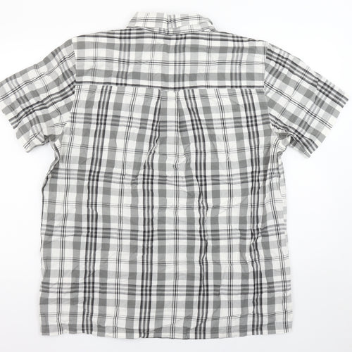 Lee Cooper Men's Grey Checked Short Sleeve Button-Up Shirt XL