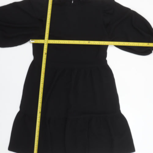 New Look Women Black Size 10 Fit & Flare Puff Sleeve Short Dress