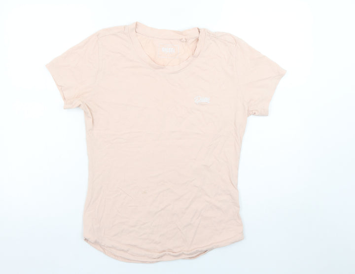 Diesel Womens Beige Basic Cotton Short Sleeve T-Shirt M