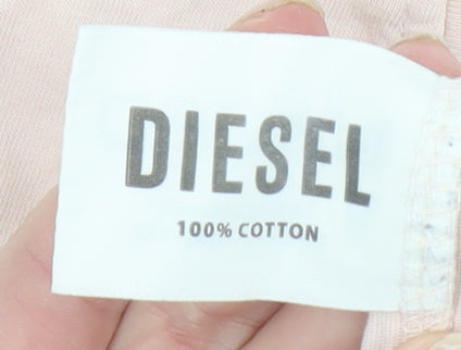 Diesel Womens Beige Basic Cotton Short Sleeve T-Shirt M