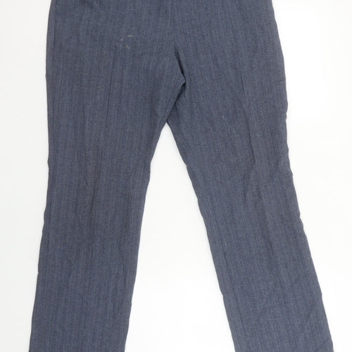 Marks and Spencer Women’s Blue Belted Straight Leg Trousers UK 10 Short