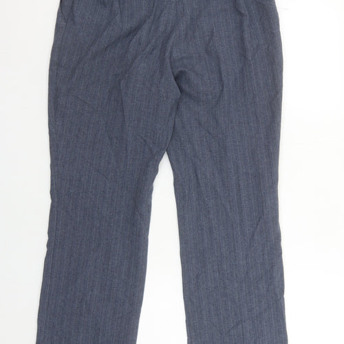 Marks and Spencer Women’s Blue Belted Straight Leg Trousers UK 10 Short