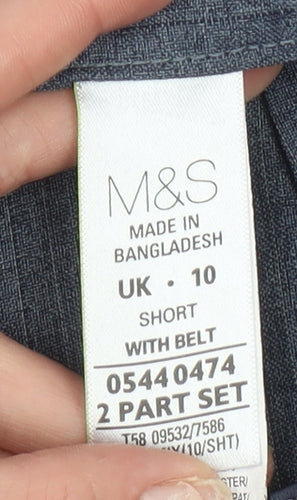 Marks and Spencer Women’s Blue Belted Straight Leg Trousers UK 10 Short