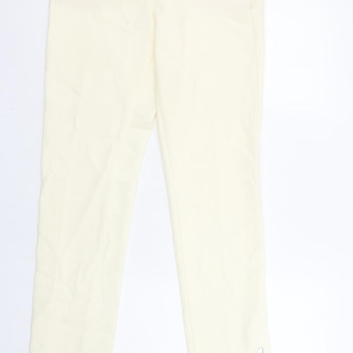 ZARA Women Ivory Slim Tapered Trousers S Stretch Casual