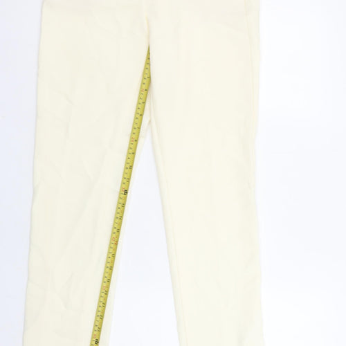 ZARA Women Ivory Slim Tapered Trousers S Stretch Casual
