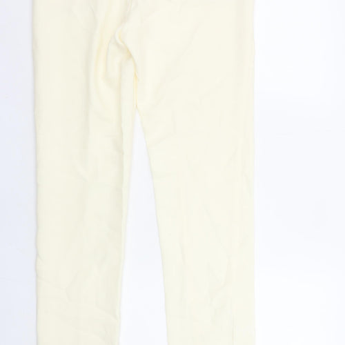 ZARA Women Ivory Slim Tapered Trousers S Stretch Casual
