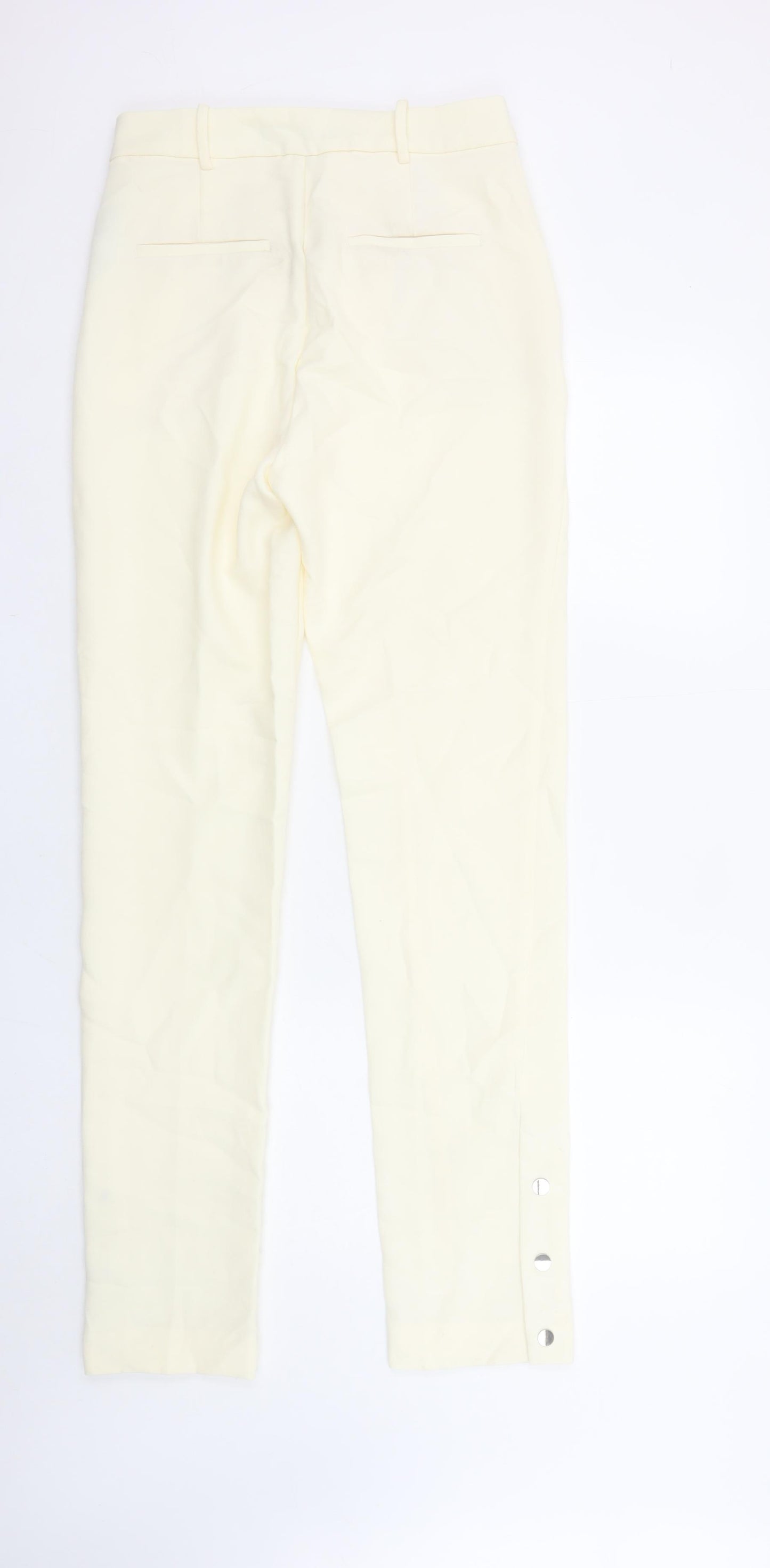 ZARA Women Ivory Slim Tapered Trousers S Stretch Casual