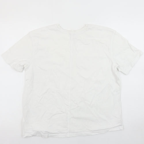 Zara Women White Cotton Crew Neck Basic Short Sleeve T-Shirt Size 12