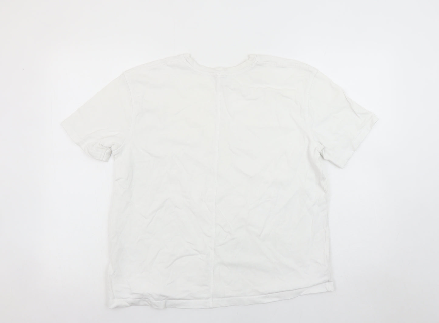 Zara Women White Cotton Crew Neck Basic Short Sleeve T-Shirt Size 12