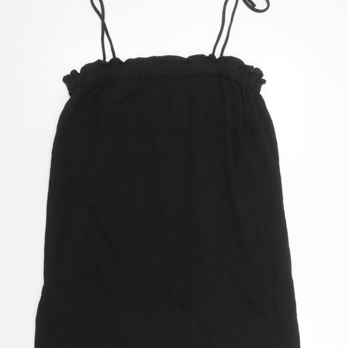 H&M Women’s Black Cotton Slip Dress Size 12 Sleeveless Summer Casual