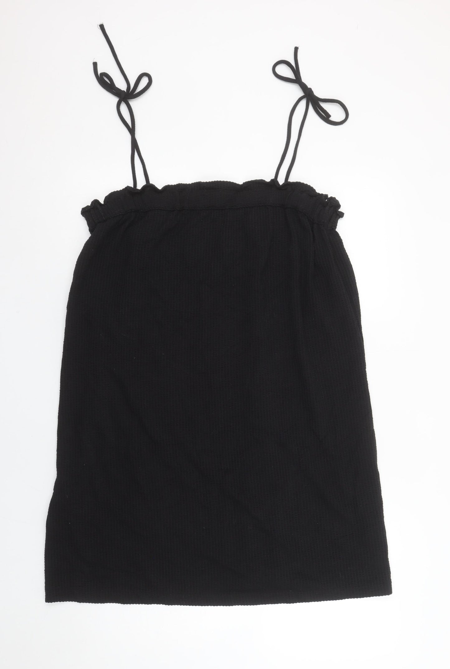 H&M Women’s Black Cotton Slip Dress Size 12 Sleeveless Summer Casual