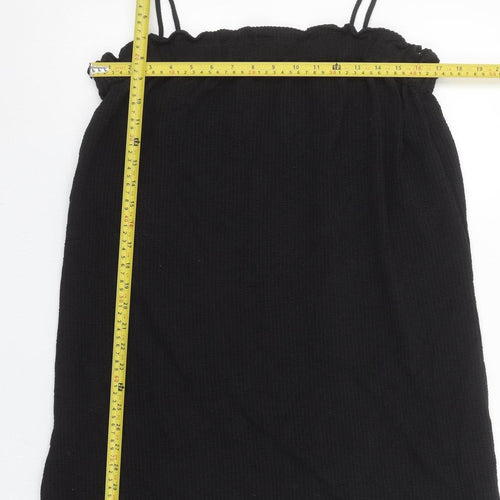 H&M Women’s Black Cotton Slip Dress Size 12 Sleeveless Summer Casual