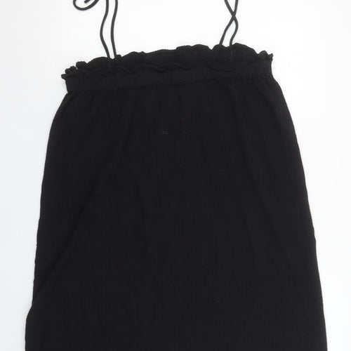 H&M Women’s Black Cotton Slip Dress Size 12 Sleeveless Summer Casual