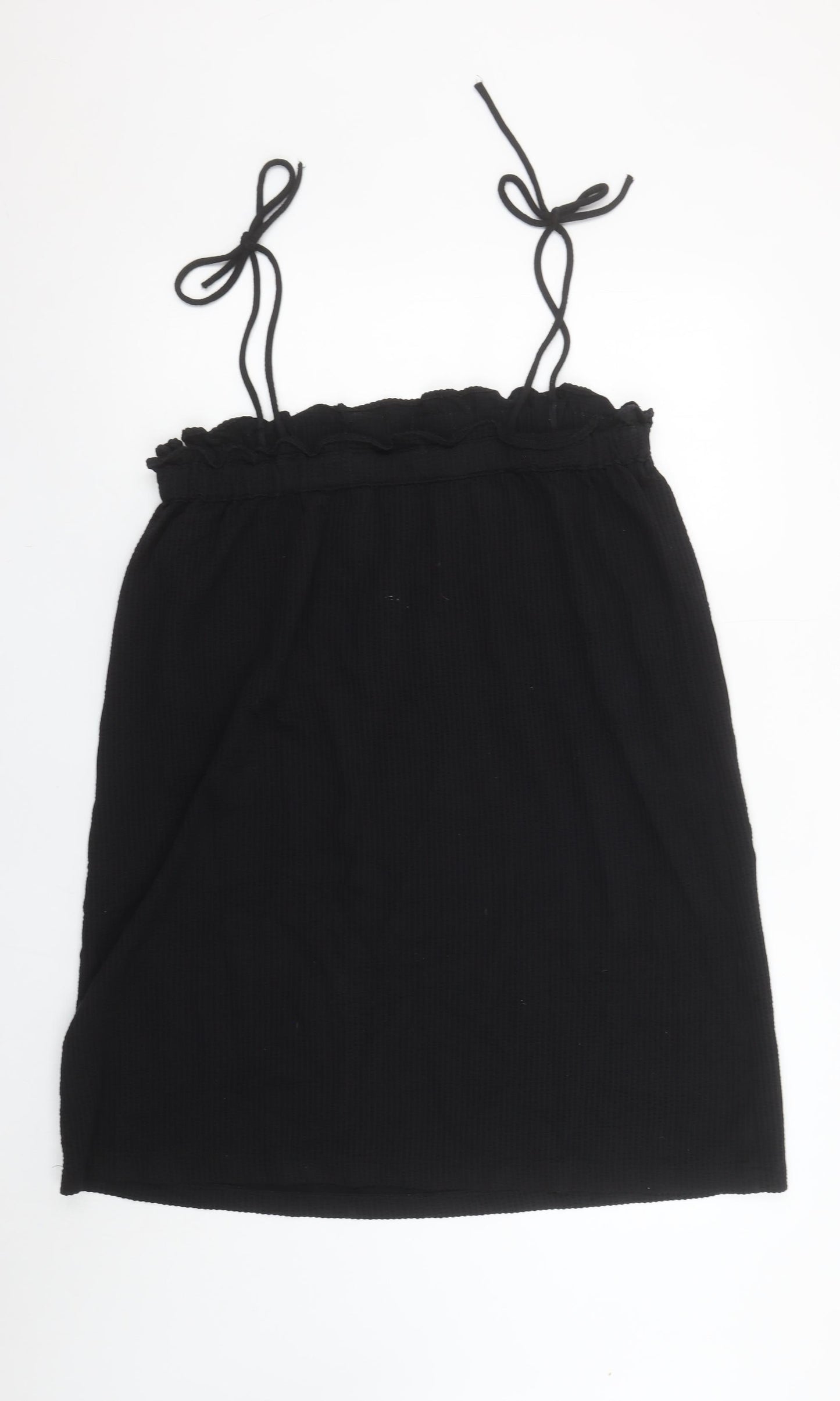 H&M Women’s Black Cotton Slip Dress Size 12 Sleeveless Summer Casual