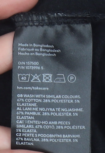 H&M Women’s Black Cotton Slip Dress Size 12 Sleeveless Summer Casual