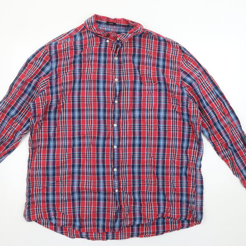 Real Clothing Men's Red 2XL Button-Down Plaid Cotton Shirt