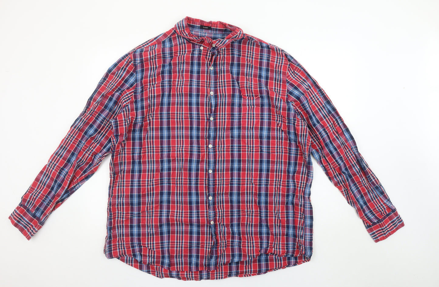 Real Clothing Men's Red 2XL Button-Down Plaid Cotton Shirt