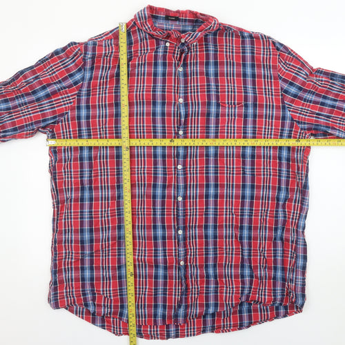 Real Clothing Men's Red 2XL Button-Down Plaid Cotton Shirt