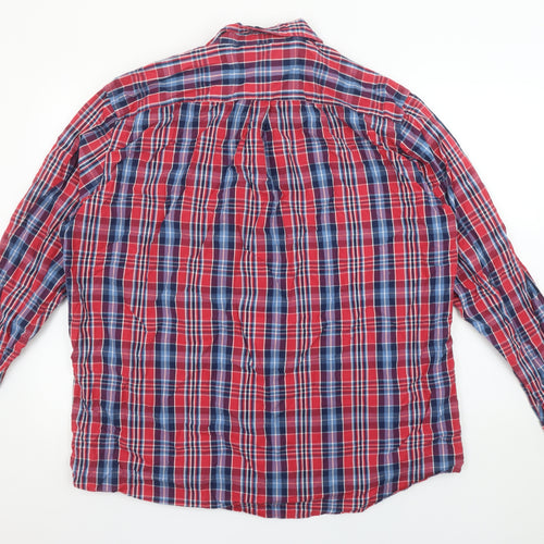 Real Clothing Men's Red 2XL Button-Down Plaid Cotton Shirt