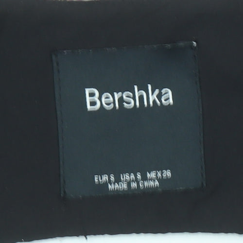 Bershka Womens Pink Check Cropped Beaded Blouse Size 8