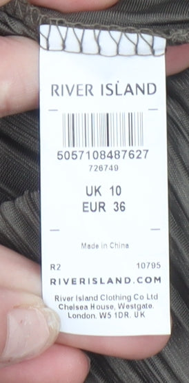 River Island Women’s Brown Velvet Pleated Wrap Dress Size 10