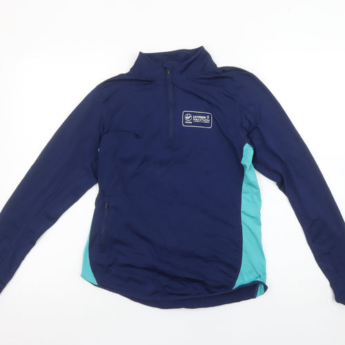 London Marathon Events Women's Blue Small 1/4 Zip Long Sleeve Running Top