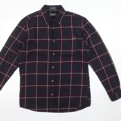 Jack & Jones Mens Blue Checked Long Sleeve Cotton Shirt Size L
