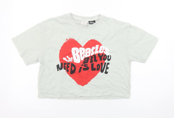 Zara Girls The Beatles Grey Cropped Graphic T-Shirt 11-12 Years