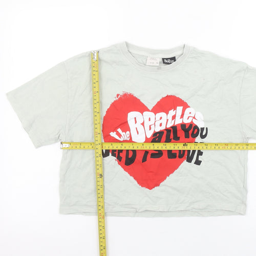 Zara Girls The Beatles Grey Cropped Graphic T-Shirt 11-12 Years