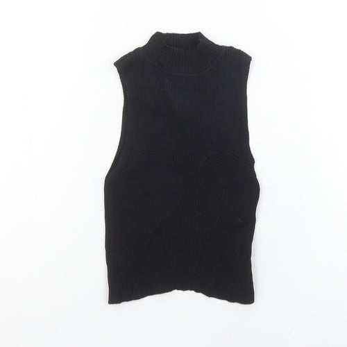 Bershka Women’s Black Cropped High Neck Sleeveless Knit Tank Top XS