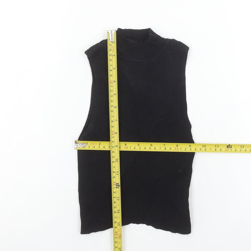 Bershka Women’s Black Cropped High Neck Sleeveless Knit Tank Top XS