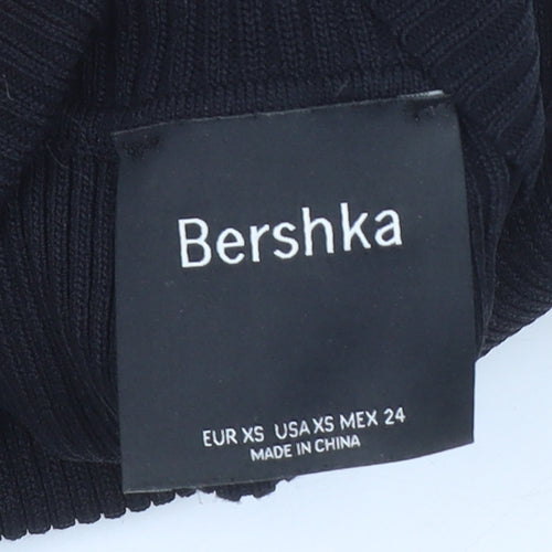 Bershka Women’s Black Cropped High Neck Sleeveless Knit Tank Top XS