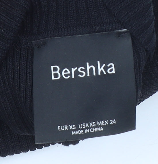Bershka Women’s Black Cropped High Neck Sleeveless Knit Tank Top XS