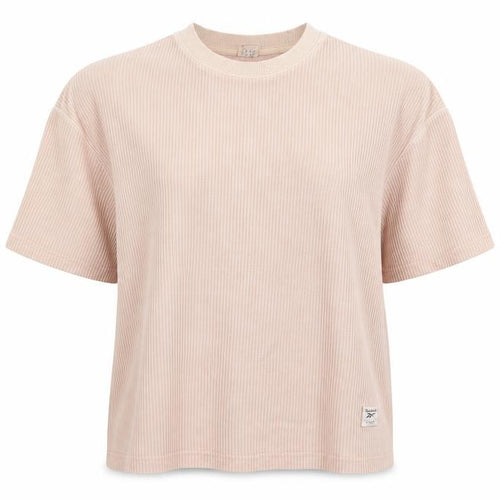 Reebok Women’s Beige Ribbed Crew Neck Short Sleeve T-Shirt Size S