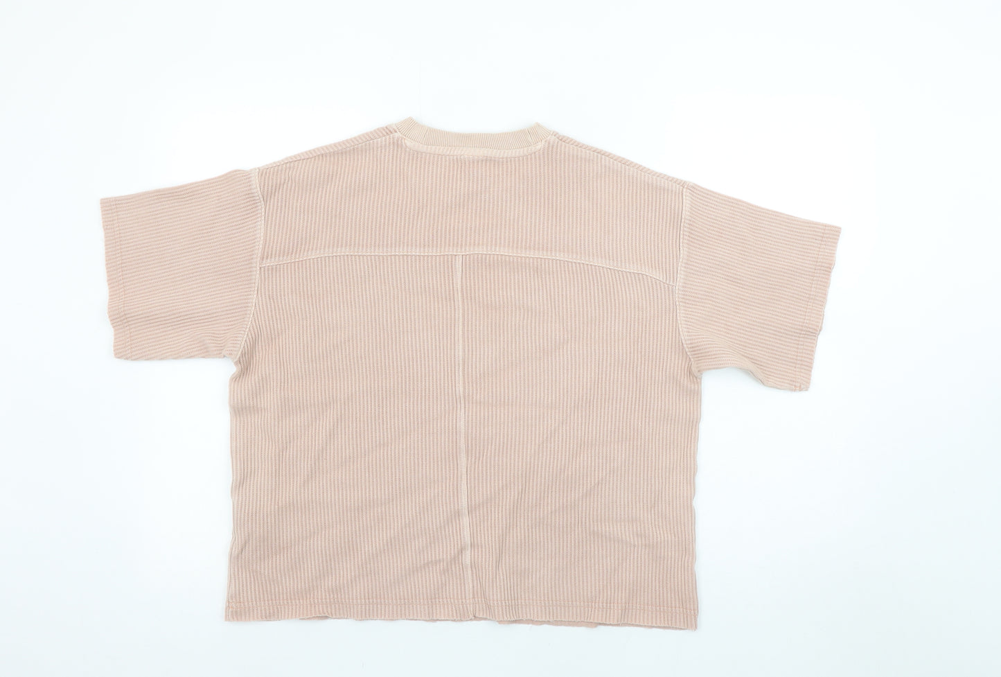 Reebok Women’s Beige Ribbed Crew Neck Short Sleeve T-Shirt Size S