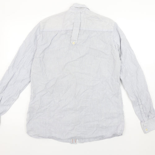 Pepe Jeans Men's Blue Striped Slim Fit Long Sleeve Button-Up Shirt L