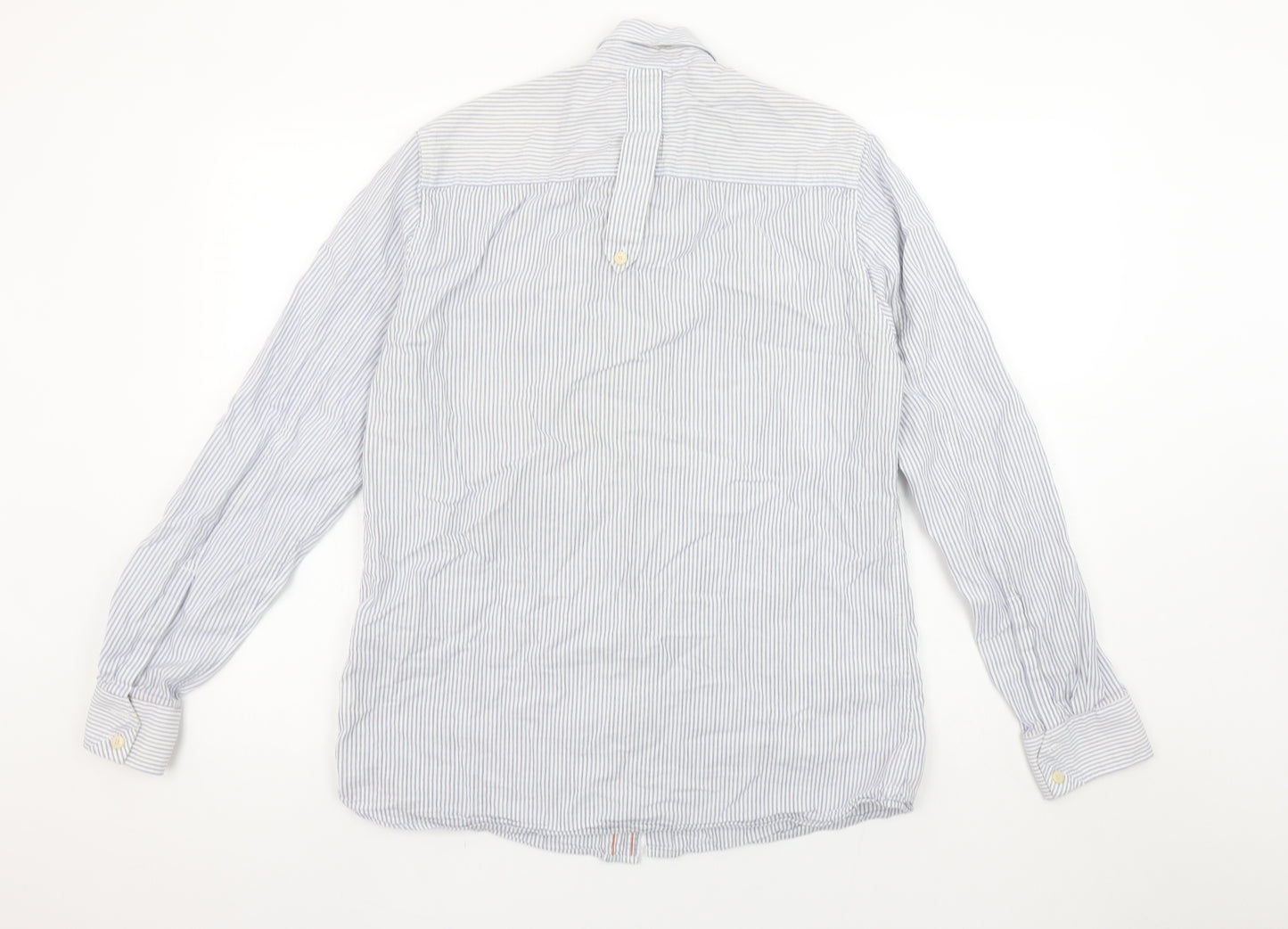 Pepe Jeans Men's Blue Striped Slim Fit Long Sleeve Button-Up Shirt L