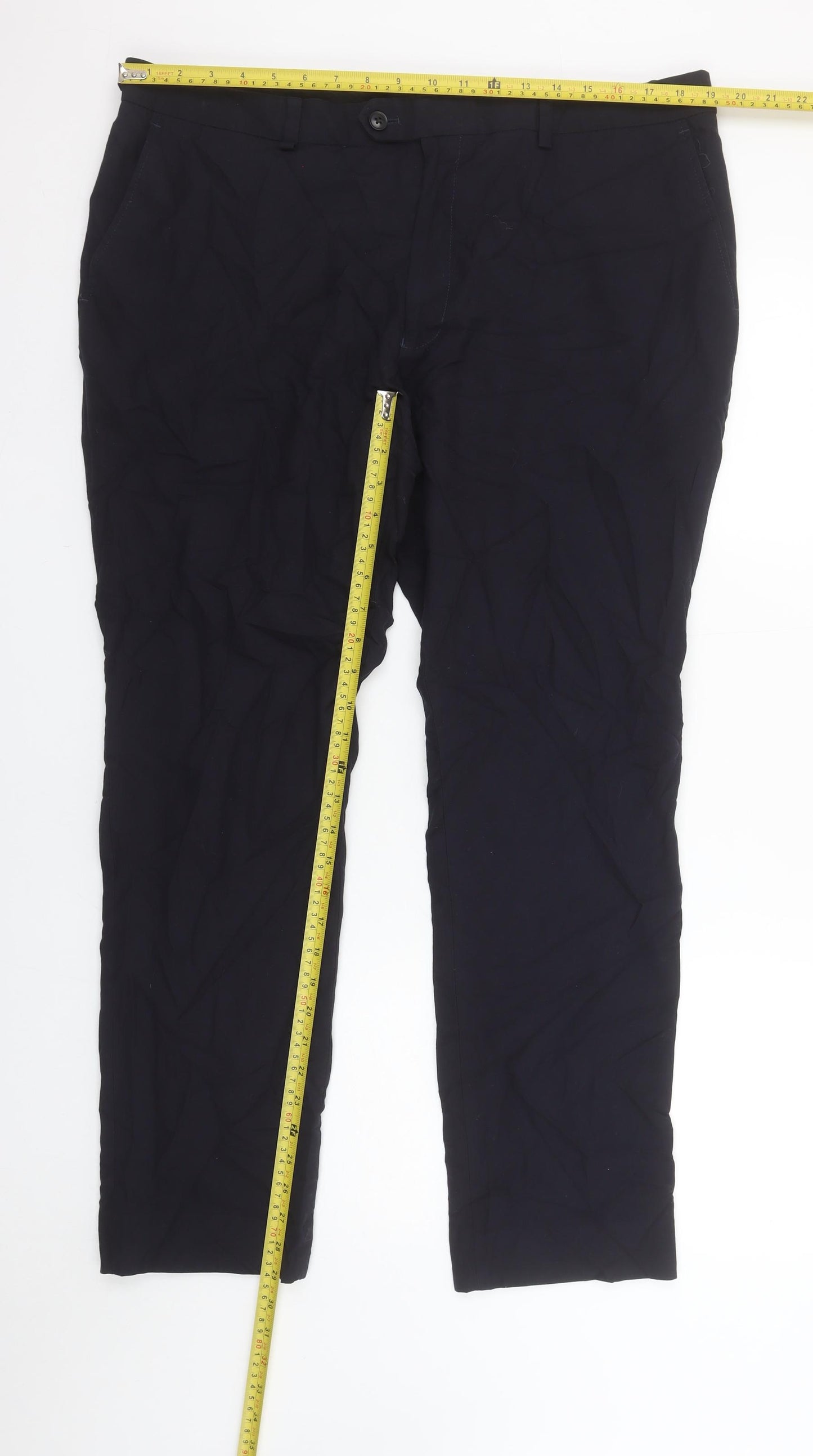 Next Men's Black Chino Trousers Size 40W 31L Regular Fit