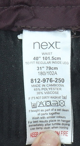 Next Men's Black Chino Trousers Size 40W 31L Regular Fit