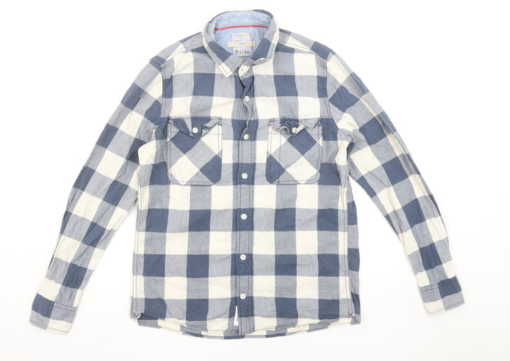 Fat Face Men's Blue Check Button-Up Cotton Shirt Medium