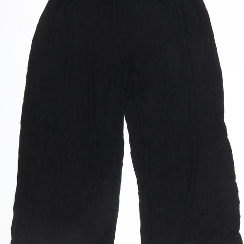 ASOS DESIGN Women’s Black Wide-Leg Trousers UK 10 Elastic Waist