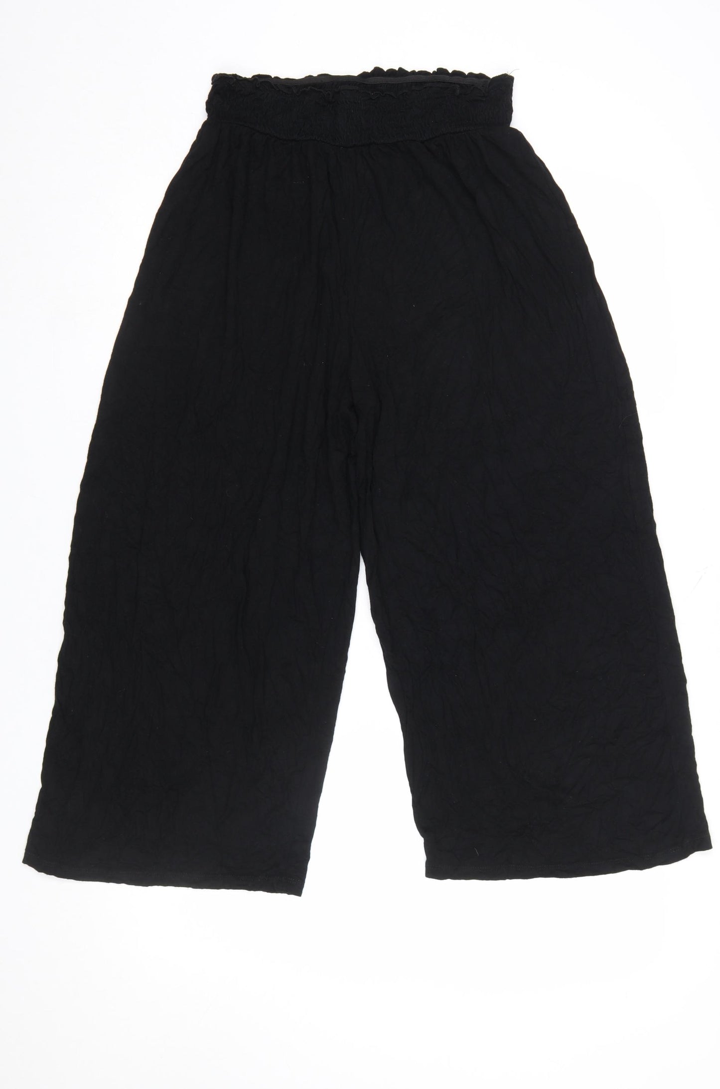 ASOS DESIGN Women’s Black Wide-Leg Trousers UK 10 Elastic Waist