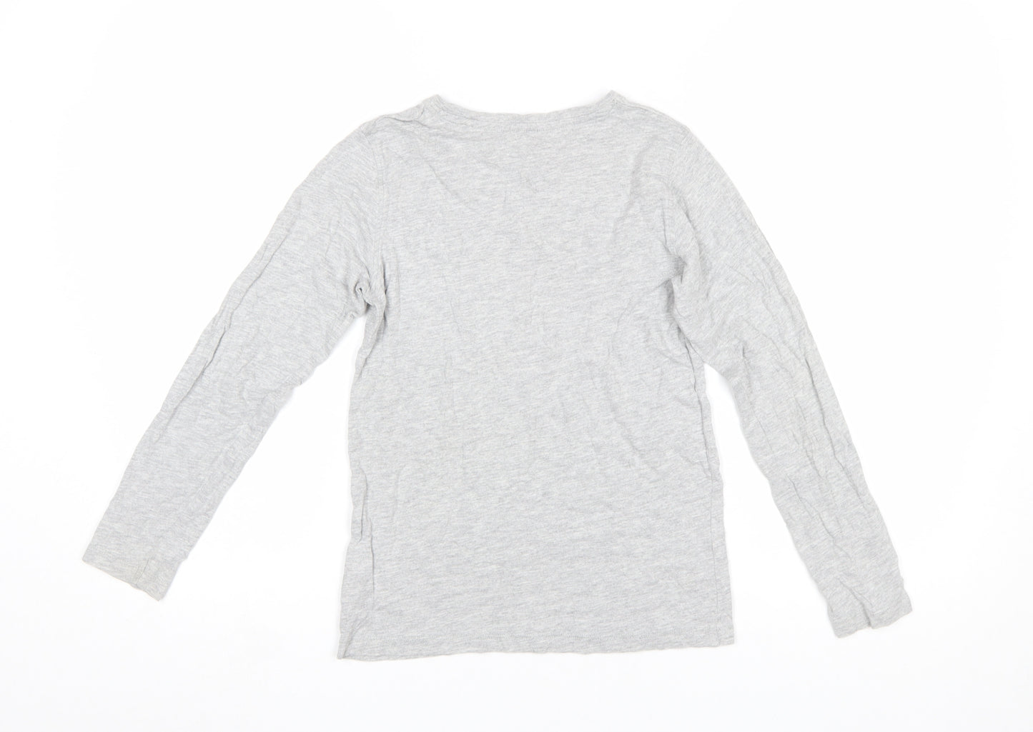 Next Boys Grey Long Sleeve Cotton T-Shirt 10 Years Regular Fit