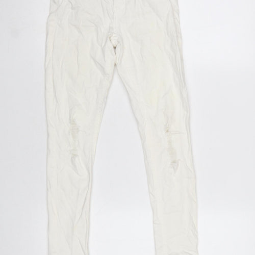 Denim 365 Girls White Ripped Skinny Jeans 10-11 Years Cotton Stretch