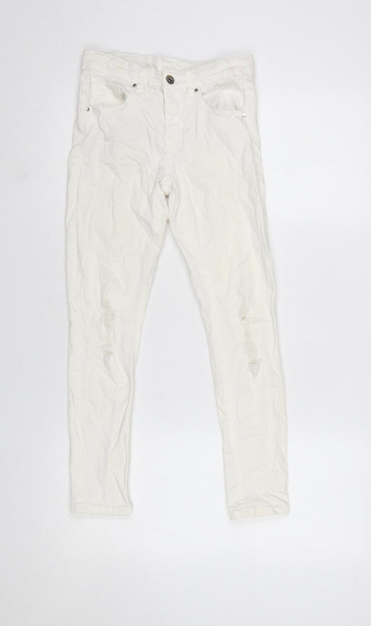 Denim 365 Girls White Ripped Skinny Jeans 10-11 Years Cotton Stretch
