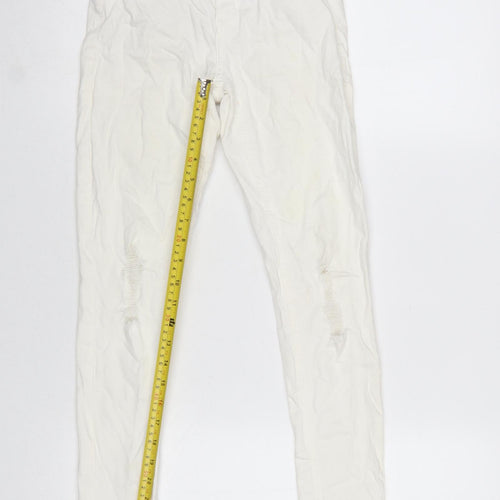 Denim 365 Girls White Ripped Skinny Jeans 10-11 Years Cotton Stretch